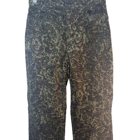 2/$30 ZARA 00 Green Black Paisley Print High Rise Straight Leg Pants - Picture 6 of 15
